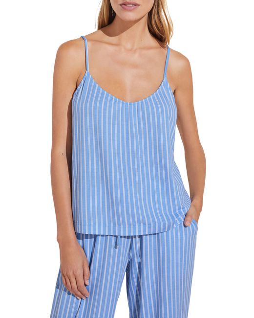 Eberjey Blue Gisele Stripe Stretch Modal Jersey Camisole Pajamas