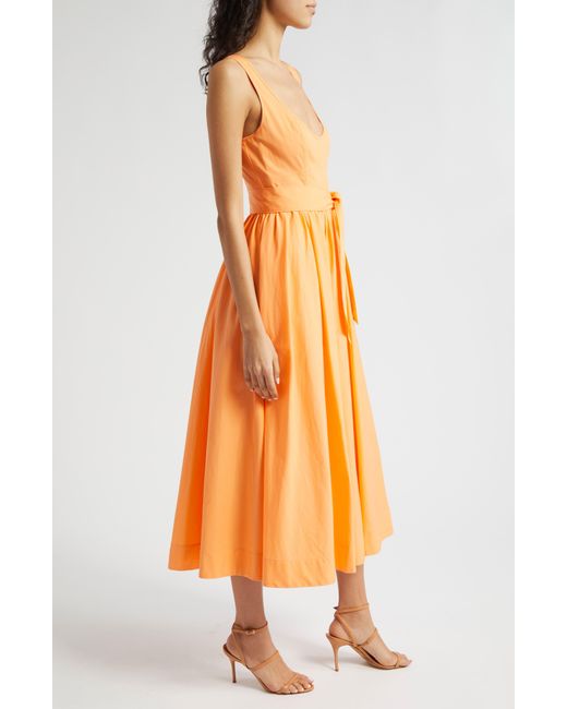 Cinq À Sept Orange Kilah Cotton Blend Midi Dress