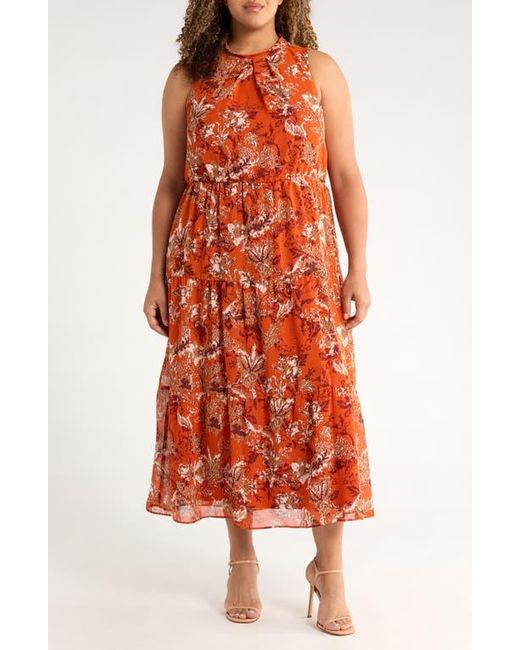 Julia Jordan Red Sleeveless Mock Neck Maxi Dress