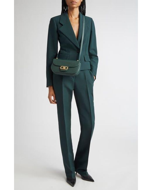 Ferragamo Green One-Button Crop Blazer