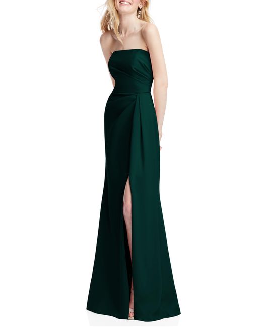 After Six Green Strapless Crepe Trumpet Gown