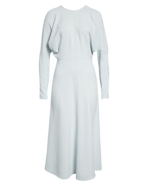 Victoria Beckham Blue Long Sleeve Stretch Crepe Midi Dress