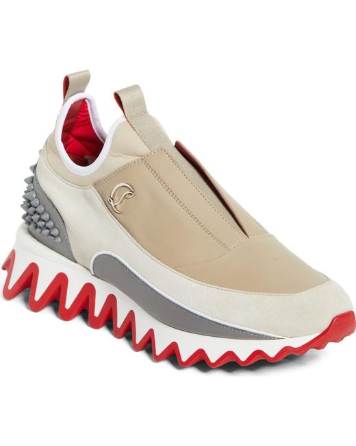 Christian Louboutin White Sharkyloub Spikes Slip-On Sneaker for men
