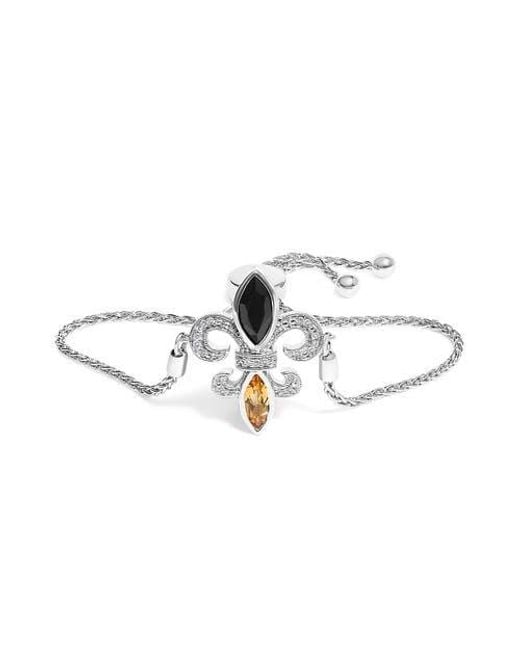 Haus of Brilliance Metallic Marquise Onyx, Citrine, And Diamond Accent Lariat
