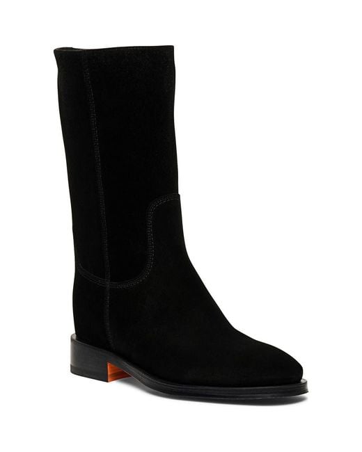 Santoni Black Suede Boot