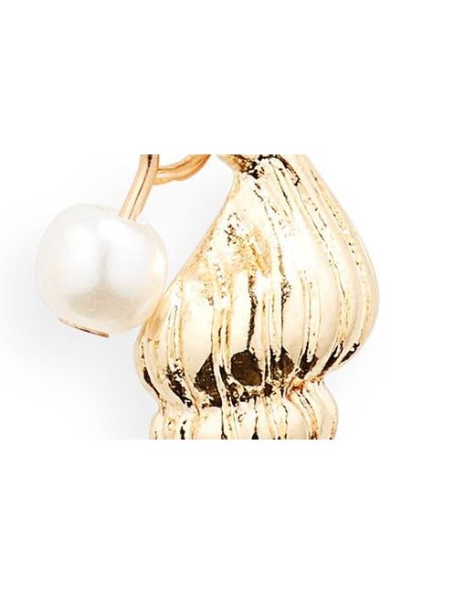 BP. White Set Of 3 Imitation Pearl Shell huggie Hoop Earrings