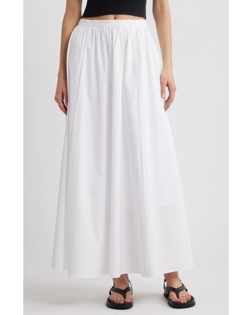 Open Edit White Cotton Poplin Maxi Skirt
