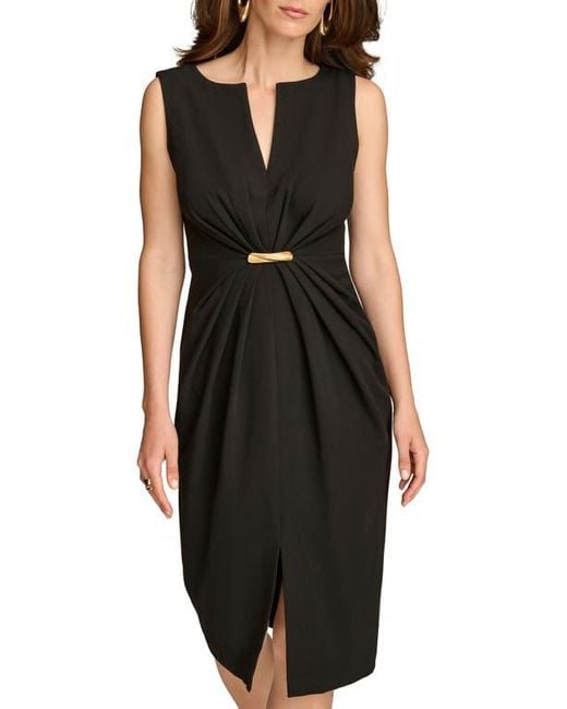 Donna Karan Black Caddy Crepe Midi Dress