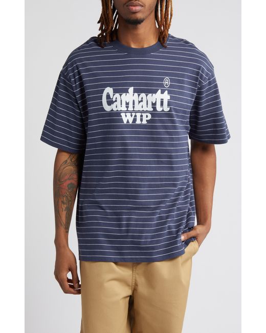 Carhartt Blue Orlean Spree Stripe Logo Graphic T-shirt for men