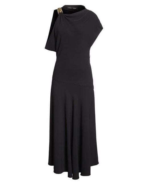 Proenza Schouler Blue Rue Asymmetric Matte Crepe Dress
