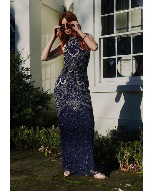 cherlee maxi dress in blue more to come Blair Embellished Mini Dress | Sequin Beaded Mini Dress