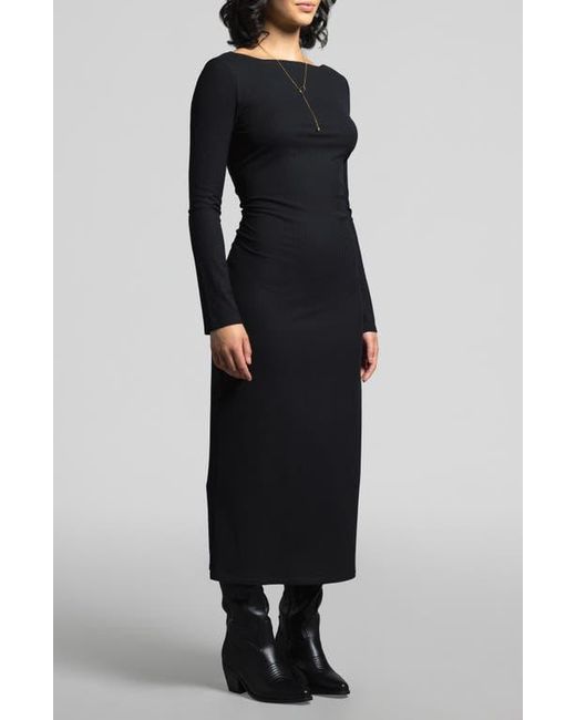 WEEKEND LOS ANGELES Gray Angelina Long Sleeve Rib Maxi Dress