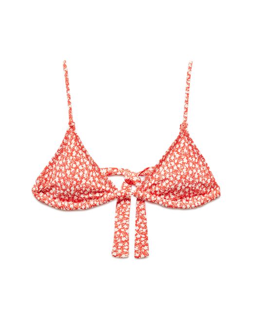 Mango Red Floral Print Triangle Bikini Top