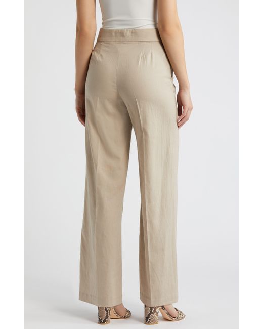 Tahari Natural Wide Leg Linen Blend Pants