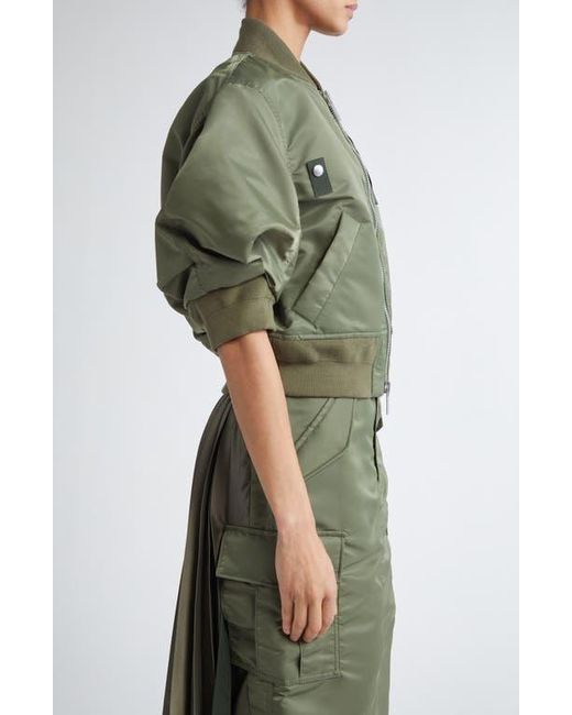 ■sacai■サカイ■Short Sleeve Nylon Twill Bomber Jacket■ Sacai Short Sleeve Nylon Twill Bomber Jacket in Green | Lyst