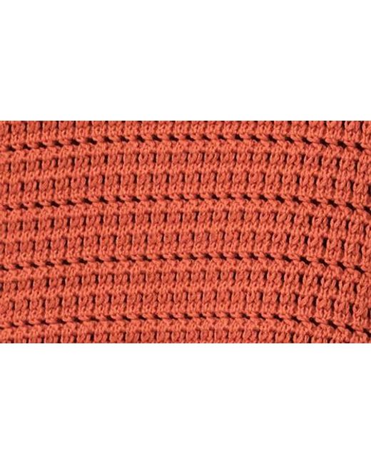 Halogen® Red Open Stitch Cotton Crewneck Sweater