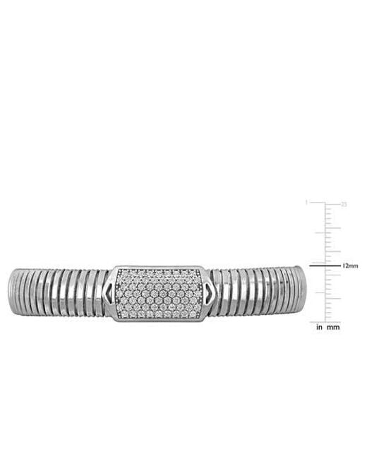 Julianna B Metallic Cubic Zirconia Cluster Omega Bangle Bracelet