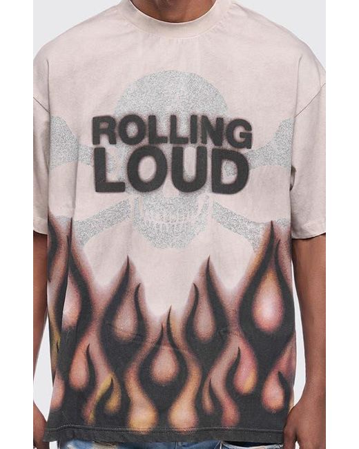 Rolling Loud Men's White Inferno Cotton Graphic T-Shirt
