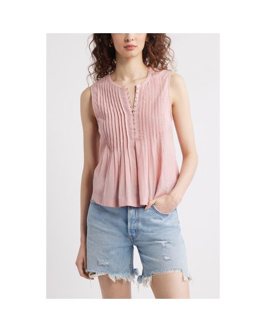 Treasure & Bond Red Pintuck Cotton Blend Tank