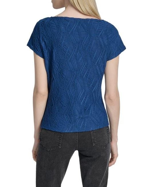 DKNY Blue Texture Knit Top