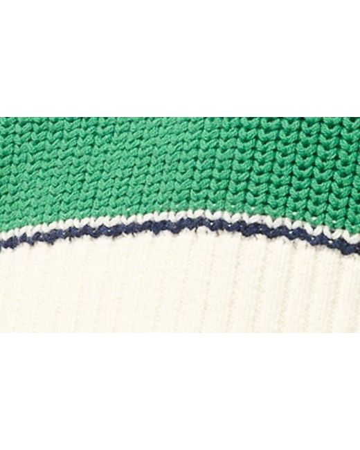 Staud Green Stripe Crop Cotton Blend Sweater