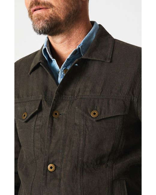 Billy Reid Black Linen Trucker Jacket for men