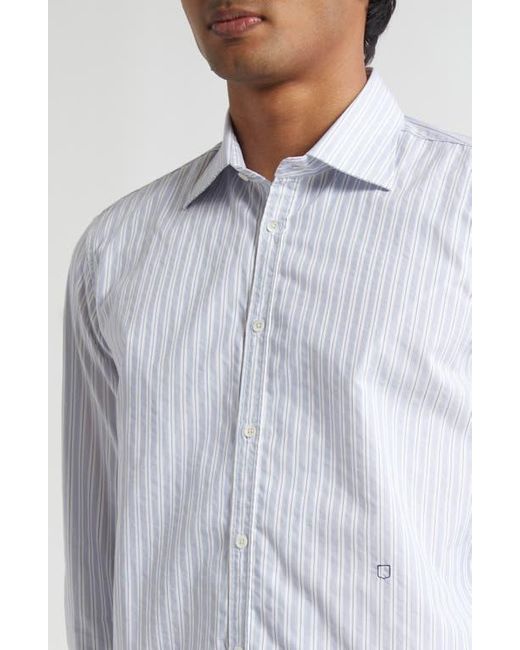 Massimo Alba White Genova Classic Stripe Cotton Button-Up Shirt for men
