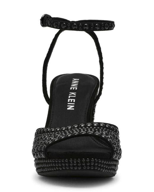 Anne Klein Black Vanna Ankle Strap Platform Sandal