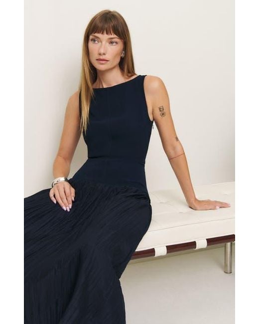 Reformation Blue Cyra Drop Waist Maxi Dress