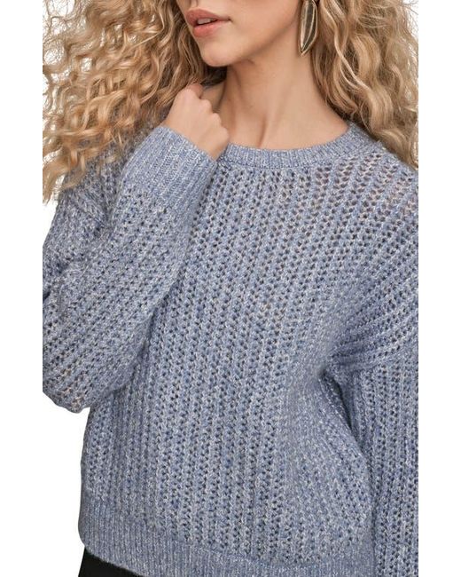 Donna Karan Gray Open Stitch Crewneck Sweater