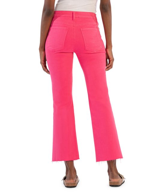 Kut From The Kloth Pink Kelsey High Waist Flare Ankle Jeans