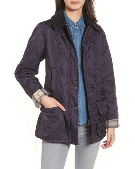 Barbour Blue Beadnell Fleece Lined Quilted Jacket