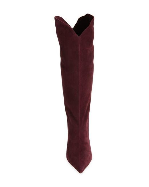 Jeffrey Campbell Red Pinpoint Pointed Toe Knee High Boot