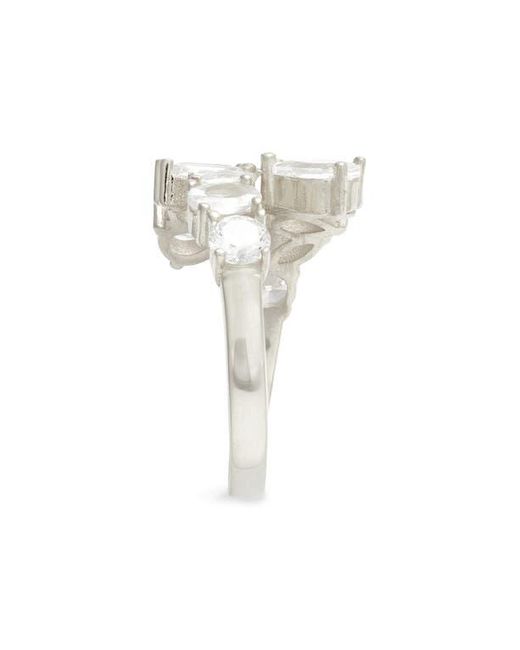 SHYMI White Multicut Cubic Zirconia Bypass Ring