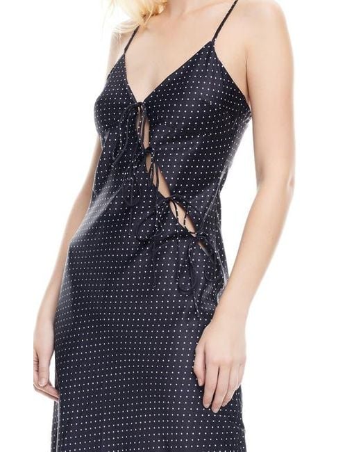 Lioness Blue About Polka Dot Cutotut Tie Detail Satin Slipdress