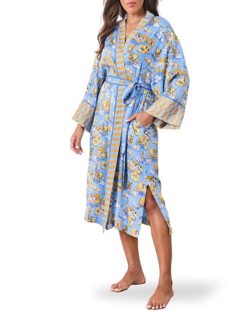 Printfresh Blue Satin Robe