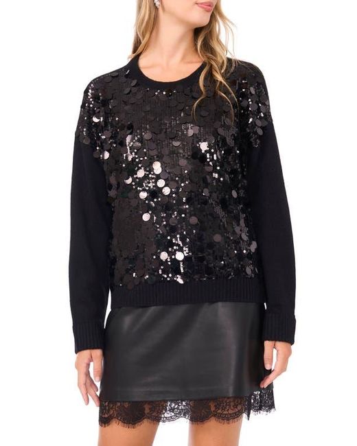 Vince Camuto Black Paillette Crewneck Sweater