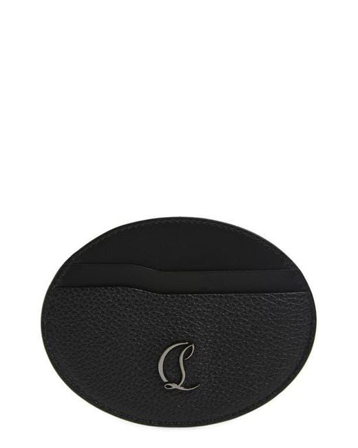Christian Louboutin Black Mooncrest Galet Leather Oval Card Case for men