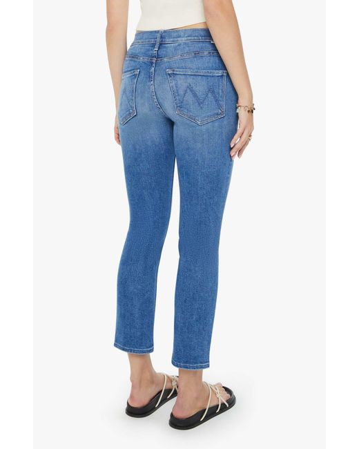 Mother Blue The Dazzler Mid Rise Ankle Straight Leg Jeans