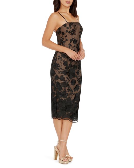 Dress the Population Black Josselyn Floral Embroidered Sleeveless Dress