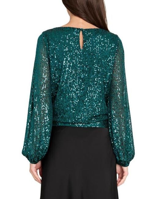 Tahari Green Sequin Top