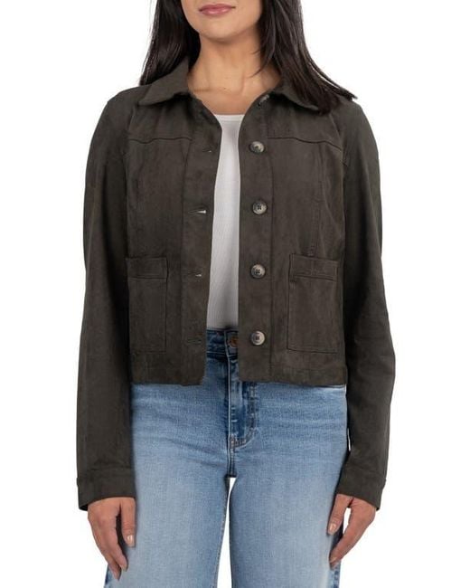 Kut From The Kloth Black Maddie Faux Suede Trucker Jacket
