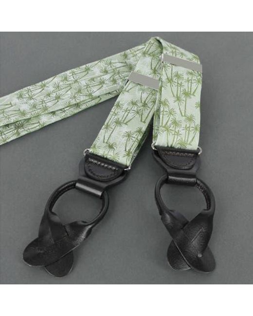 Trafalgar Green Nohea Palm Tree Linen Blend Novelty Button End Suspenders for men