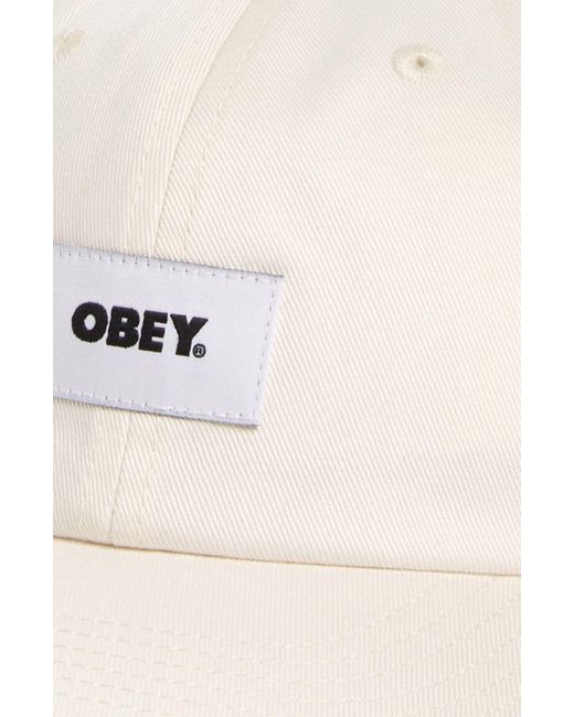 Obey White Bold Label Organic Cotton Baseball Cap for men