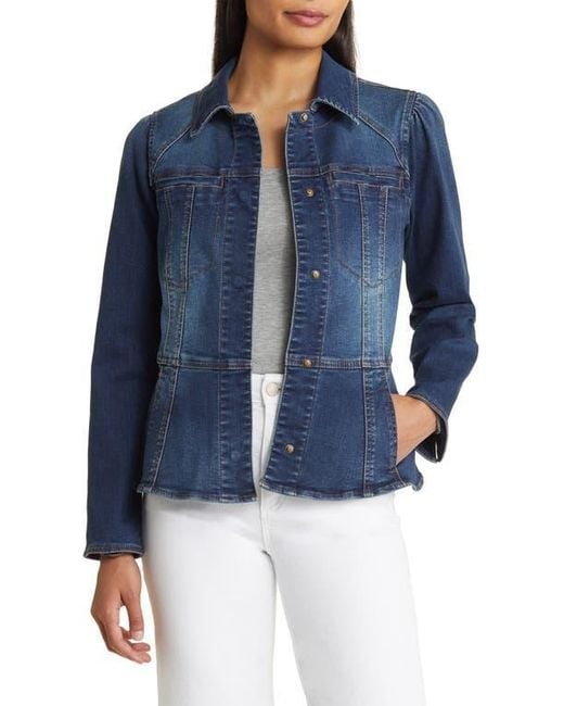 Wit & Wisdom Blue Peplum Denim Jacket