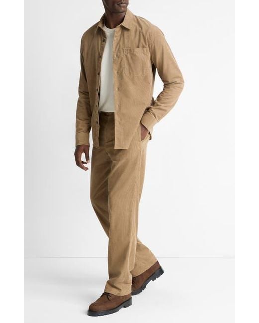 Vince Natural Louie Flat Front Cotton Corduroy Pants for men