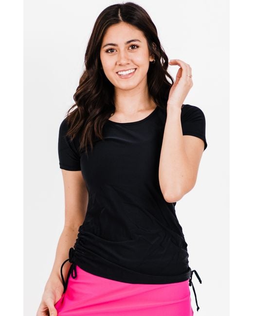 Calypsa Black Short Sleeve Adele Swim Top