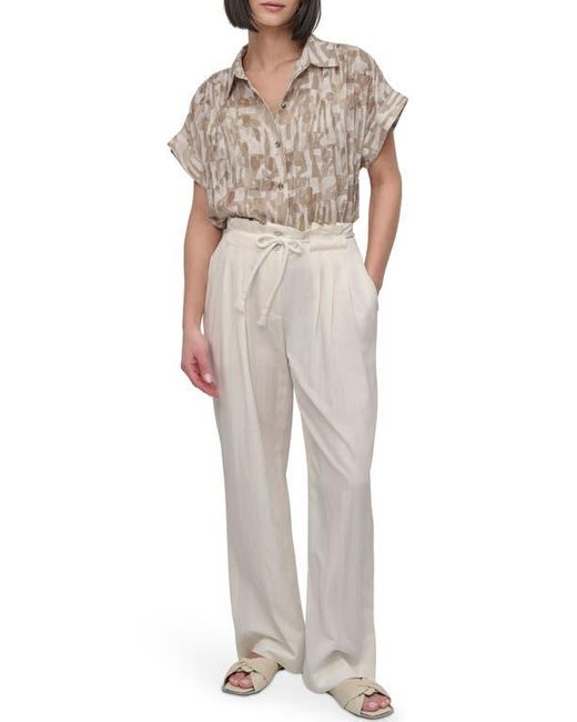 DKNY Natural Rope Tie Wide Leg Pants