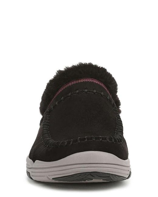 Ryka Black Arrow Faux Fur Trim Mule