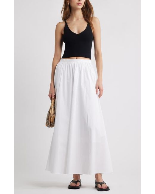 Open Edit White Cotton Poplin Maxi Skirt